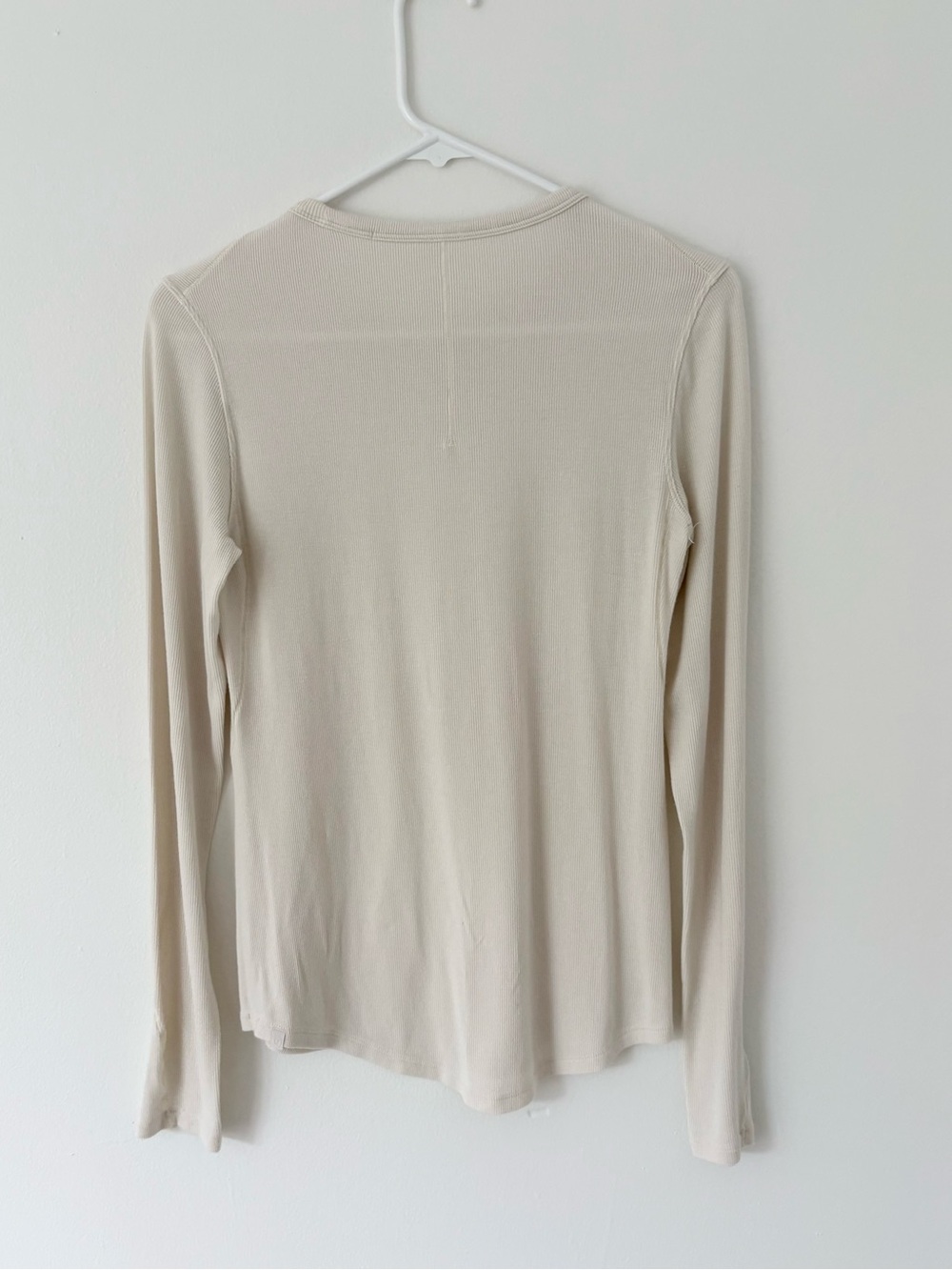 Lululemon Natural Ivory Hold Tight Ribbed Long Sleeve Modal Shirt Size 6 - Picture 10 of 11